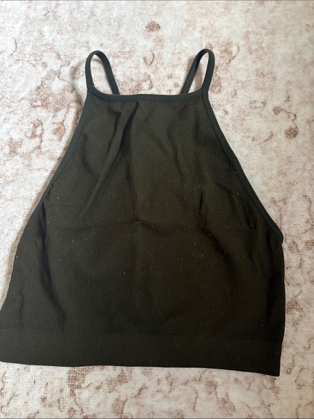 Bozzolo Black Ribbed Halter Bandeau Crop Top